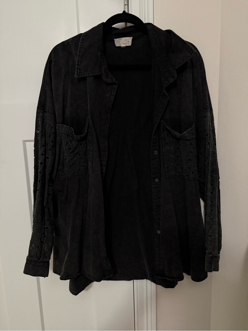 Oli & Hali Black Embroidered Pocket Jean Jacket